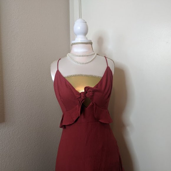 Essue Ruffle Midi Dress Size Small Red/Orange NWOT - Picture 8 of 12